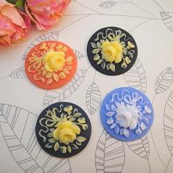  4pcs 4 colors Vintage Resin Cabochons 30mm BW-SZ-195