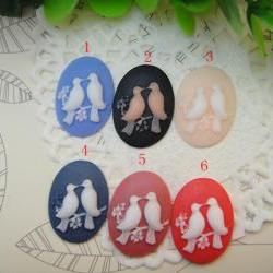 4pcs Resin Cabochons Lover Bird Vintage 18x25mm BW-SZ-163